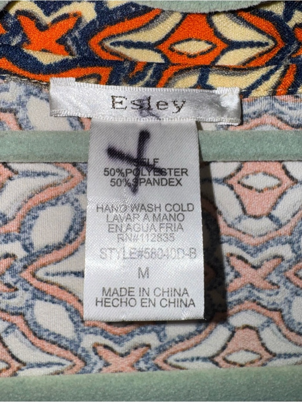 Esley Multicolor Geometric Print Dress with Orange and Navy Accents - Picture 2 of 9